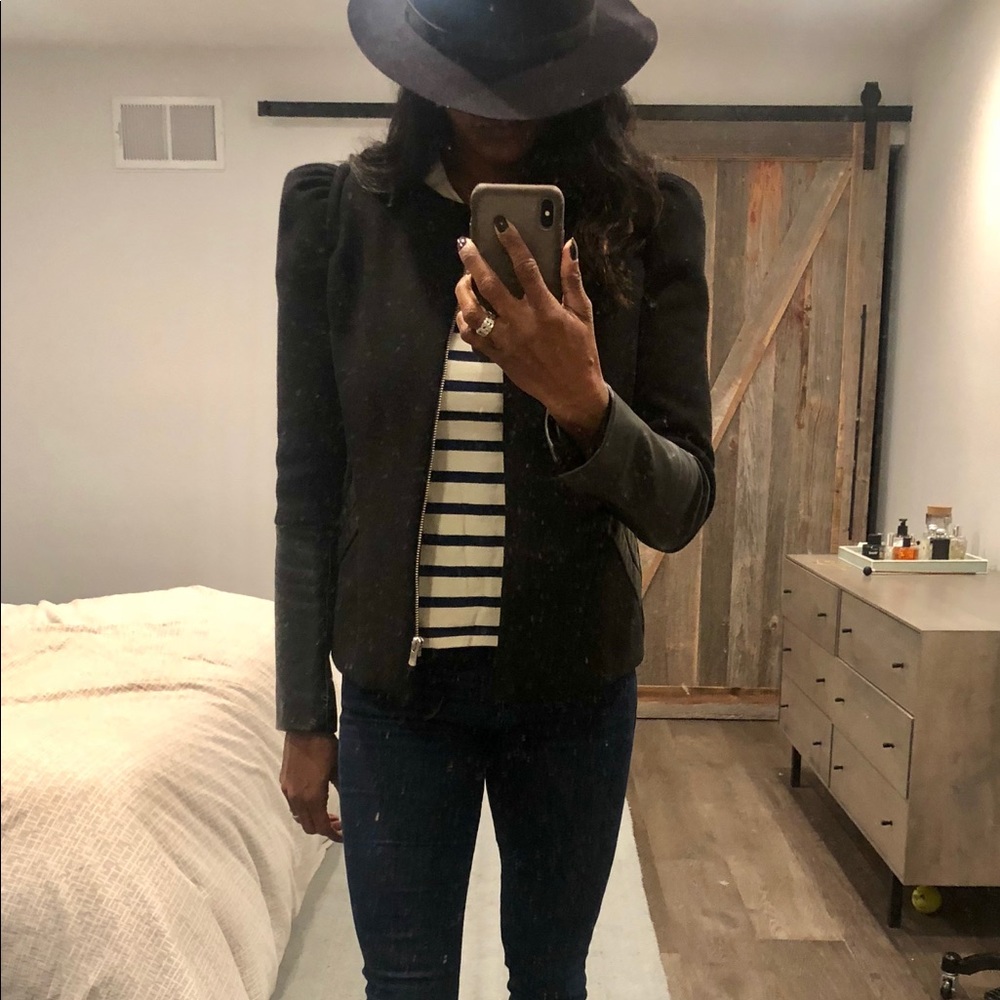 Maje wool and leather coat, sz 36